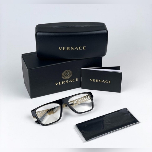 👓 NEW Versace VE3326U GB1 Black Gold Square Unisex Eyeglasses - Picture 8 of 12